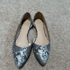 a new day Black and White Snakeskin Flats